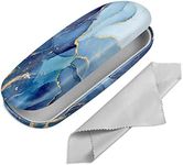 Fintie Hard Shell Eyeglasses Case, Portable Protective Glasses Cover Eyeglass Holder Box with Cleaning Cloth for Men Women, Ocean Marble, Small