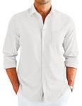 COOFANDY Men's Casual Long Sleeve Button Down Dress Shirt Untucked Muscle Fit Wrinkle Free No Tuck Oxford Shirts White