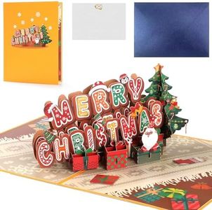 WD&CD Christmas Cards, 3D Greeting Christmas Cards, Pop Up Card Congratulation Card for Christmas, Holiday for Husband Wife Mother Father Friends Children Boys Girls, Color 1