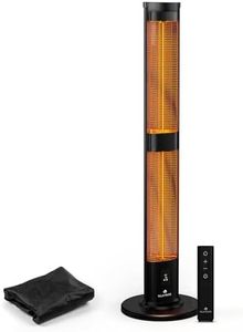 blumfeldt BlazeTower Free-Standing Infrared Heater - 3000W, Adjustable Heat Settings, Weatherproof IP45, Tip-Over Protection, Remote Control, 24-Hour Timer, Aluminium Design, Oxford Cover
