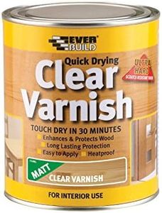 Everbuild – Quick Drying Clear Varnish – Indoor Use – Ideal for Interior Wood – Scratch-Resistant – Matt Finish – 250ml