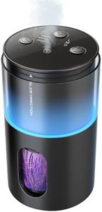 Pmsusoow Waterless Diffuser for Essential Oil: Mini Battery Scent Diffuser for Room&Home&Car with 9 Colors LED Light - Aroma Cool Mist Obsidian Black