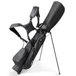 Small Golf Bag, 3 Divider Fit Up to 8 Clubs, Golf Stand Bag with Rain Cover, Easy to Carry and Durable Pitch n Putt Golf Bag, Lightweight Golf Bag with Strap and Stand for Men n Women