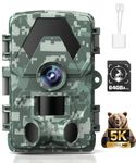 Wildlife Camera, 5K 60MP Trail Camera with Night Vision Motion Activated, 0.05s Trigger Time Garden Camera, 98ft 130 Wide-Angle with No Glow Infrared Led, IP66 Waterproof Outdoor Monitor Camera