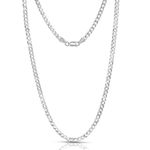 LeCalla Solid 925 Sterling Silver Curb Chain Necklace for Teen Women | BIS Hallmarked Italian 3.5MM Flat Diamond-Cut Cuban Link Chain Necklace 16 Inches