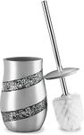 Creative Scents Silver Mosaic Toilet Brush and Holder Set - Toilet Bowl Brush and Holder, Sturdy Toilet Cleaner Brush with Stainless Steel Handle, Bathroom Toilet Scrubber Brush with Decorative Holder