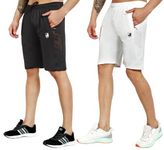 RynoGear Stylish Shorts for Men with Zipper Pocket for Sports and Daily Home Wear (Pack of 2) (XL, Black & White)