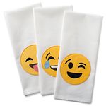 DII 100% Cotton Ultra Absorbent Oversized 18x28" Embellished Decorative Emoji Dish Towels for everyday Kitchen Basic, Set of 3-Laughing Emoji