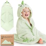 KeaBabies Organic Baby Towel with Hood for Girls, Boys - Soft, Absorbent, 100% Cotton Hooded Baby Towels for Newborns, Infants, Large Hooded Bath Towels for Babies, Kids, Toddler 1-3 (Draco)