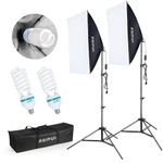 Aqirui Softbox Lighting Kit Photography Studio Light with 2 x 85W 5500K E27 Bulbs 2 x 20"x 28" Reflector Photo Equipment for YouTube Filming Product Portraits and Video