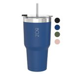 BOZ Tumbler - Tumbler with Lid and Straw - Insulated Tumblers - Cups with Lid and Straw - Stainless Steel Tumbler - Perfect for Hot and Cold Drinks - BPA Free (Blue)