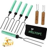 Marshmallow Roasting Sticks by Hilltop Set of 5 Telescoping Forks + 2 Free Corn Holder and A Bag, BBQ Forks, Fire Pit Sticks for Hot Dogs,Camping,BonfireCampfire BBQ Cookware Accessories