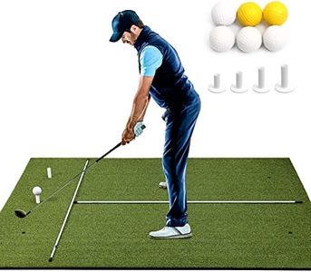 LUTER 5x4 Feet Golf Hitting Mats, High Elastic Turf Golf Practice Mats Golf Hitting Mats for Indoors Outdoors Backyard with 6pcs Golf Balls 4pcs Rubber Tees 2 Alignment Training Sticks