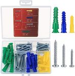 70 Pcs Screws and Wall Plugs, Plasterboard Masonry Ribbed Wall Plugs with Pan Head Self Tapping Drilling Screws, Brick Concrete Wall Fixings Screws and Wall Anchors, for Concrete Drywall Hanging