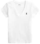 Polo Ralph Lauren Women's Pony Logo V-Neck T-Shirt, Pure White., Large