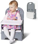 Babelio Travel Booster Seat for Kitchen Chair, Portable High Baby Chair with Compact Folding Design, Great for Babies at Table, Beach, Camping, and Family Visits