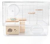 BUCATSTATE Hamster Cage with Accessories, Includes Free Exercise Wheel, Water Bottle, Food Bowl & Hamster Hideout Toy, Large Hamster Cage Home for Dwarf Hamster, Mice, Degus (24.4" L*13.7 "W*16.9" H)