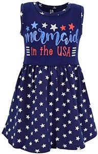 Unique Baby Girls Mermaid in The USA Sleeveless 4th of July Dress (6, Blue)