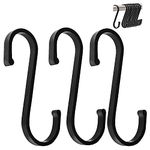 GAViA S Hooks S Shaped Hooks Heavy Duty S Hooks for Hanging Pots and Pans, Plants, Coffee Cups, Coats, Bags, Towels in Kitchen, Bedroom, Office, Garden, Bathroom, 10 Pcs (Matte Black)