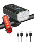 Bike Light, 10000 Lumens 10 LEDs Super Bright Bike Lights Front and Back, 5000mAh Battery IPX6 Waterproof 8+4 Lighting Modes Bicycle Lights Set USB C Rechargeable, Easy Install Cycling Light Front