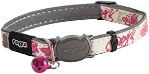 Rogz Catz GlowCat Small 1/8" Breakaway Reflective Glow-in-The-Dark Cat Collar, Pink Butterfly Design