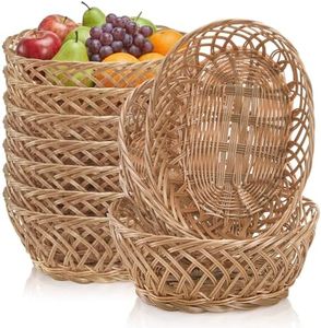 YIMITEE 10 Pack Plastic Oval Basket, 10"x7.5"x4" Wicker Bread Basket Bin, Small Empty Food Fruit Storage Serving Bowl, Gift Basket Bulk for Kitchen Restaurant Party Centerpiece Display Christmas