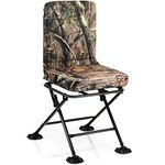 Giantex Hunting Chairs for Blinds - 360° Swivel Silent Hunter Chair, Folding Camo Rotating Blind Seat with Padded Cushion, Backrest, Non-Slip Oversized Duck Feet, Portable, Hunt Gear and Equipment