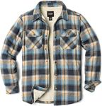 CQR Men's Plaid Flannel Shirt Jacket, Long Sleeve Soft Warm Sherpa/Quilted Lined Jacket, Outdoor Button Up/Zip-Front Jacket, Sherpa Lined Ocean Sand, XX-Large