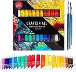 Crafts 4 ALL Watercolour Paint Set - 24 Pack of Premium Quality Watercolours for Kids, Artists, Students, and Beginners – Vibrant Paints w/ 3 Bonus Water Colour Paintbrushes