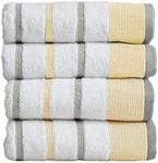 Decorative Hand Towel Set - Combed Cotton 4 Pack 26x16 Hand Towel Set - Luxurious, Ultra-Soft, Durable Towels for Bathroom Decor (Gold/Grey)