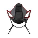 Swinging Camping Chair for Adults Lightweight Folding Garden Chairs Recliner Relaxation Rocking Foldable Chair with Pillow and Cup Holder for Outdoor Picnic Traval(Color:red,Size:)