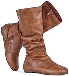 katliu Women's Flat Boots Mid Calf 