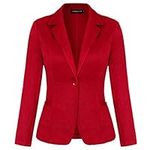 MINTLIMIT Women Business Casual Notched Lapel Pockets Work Office Blazer Jacket Suit (Red,Size XL)