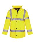 shelikes Hi Vis Viz Jackets High Visibility Parka Workwear Security Safety Fluorescent Hooded Padded Waterproof Work Wear Jacket Coat