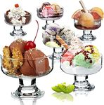 KELVEE Glass Dessert Bowls Set of 6, Crystal Glass Bowls for Ice Cream, Fruit, Pudding, Snack, Cereal, Nuts - Premium Glass Serving Dishes, Mini Trifle Bowl (150ml)