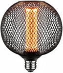 Next Glow LED Decorative Light Bulb | Black Metal Cage Vintage Edison Large Light Bulb for Home,Table Lamp Pendant Lighting | 3.5W Warm White 2200k Dimmable, E26 Medium Base Unique Decorative Bulbs