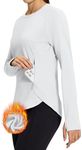 BALEAF Women's Thermal Tops Fleece Lined Shirts Long Sleeve Cold Weather Running Gear Workout Zipper Pocket Thumbholes White M