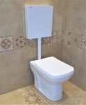 Soyo Floor Mounted European Water Closet/Western Toilet Commode/EWC P Trap Hydraulic Seat Cover- Premium Slim Dual Flush Tank Combo Western Commode Western Commode (White)(Combo P Trap)