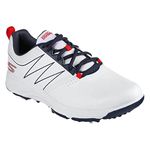 Skechers Men's GO Golf Torque Trainers, White Synthetic/Navy/Red Trim, 8 UK