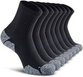 CWVLC Unisex Cushioned Compression Sport Quarter Socks, 8-pairs Black, L