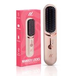 Nexlev Cordless Hair Straightener Brush |Compact & Portable Travel Hot Comb | Ceramic Tourmaline coated|Rounded body for Curls|Natural Straight, Shiny and Frizz Free Hair | Type-C | Anti-Scald| HSB-04