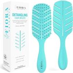 Detangler Brush by Fiora Naturals - 100% Bio-Friendly Detangling brush w/Ultra-Soft Bristles - Glide Through Tangles with Ease - For Curly, Fine, Black Natural, Women, Men, Kids - Dry and Wet Hair