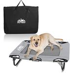 Outrav Elevated Dog Cot with Steel Frame - Foldable Raised Play and Rest Bed for Dogs and Cats - Heavy Duty Strong Material - Pet Cot with Bonus Storage Bag (Small 30” x 24” x 8”, Grey)