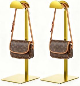 TIPSYTREE 2 Pack Gold Purse Display Stand, Purse Holder Handbag Display Stand Purse Hanger Showing Bags, Purses, and Wreath, Adjustable Hook Stand for Tabletop, Closet, Desk, and Retail Use