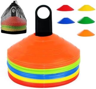 Football training marker field Cones with storage mesh bag, Disc Cones for Training Football, Soccer Cones Training Equipment (50 Pcs)