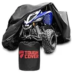 Tough Cover Premium ATV Cover, Heavy Duty 600D Marine Grade Fabric, Quad Cover for Kawasaki, Honda, Polaris, Yamaha, and More. Protection Against Water, Wind, UV. 4 Wheeler Accessories (Black)
