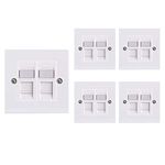 VCE RJ45 Socket Cat6 Ethernet Wall Socket Double Port Flat Face Wall Plate For CAT6/CAT5E/CAT5 Network Cable With Network Modular 5 Sets