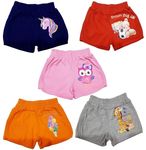 TotzTouch Baby |Kids Girls Regular Shorts Soft Cotton with Cute Animal Prints Combo Pack of 5 Multicolored Age 1 to 2 Years