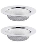 Stainless Steel Bathroom Shower Hair Filter Catcher Drain Cover Kitchen Sink Plug Strainer Hole Cover (Pack of 2)