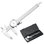 Dial Caliper Shockproof Dial Caliper Precision Caliper with Watch 0-6" Range, 0.001” Resolution 6 Inch with 0.001" Precision Calipers 4-Way Measurement with Plastic Case